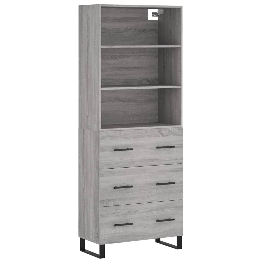 vidaXL Aparador alto madera contrachapada gris sonoma 69,5x34x180 cm