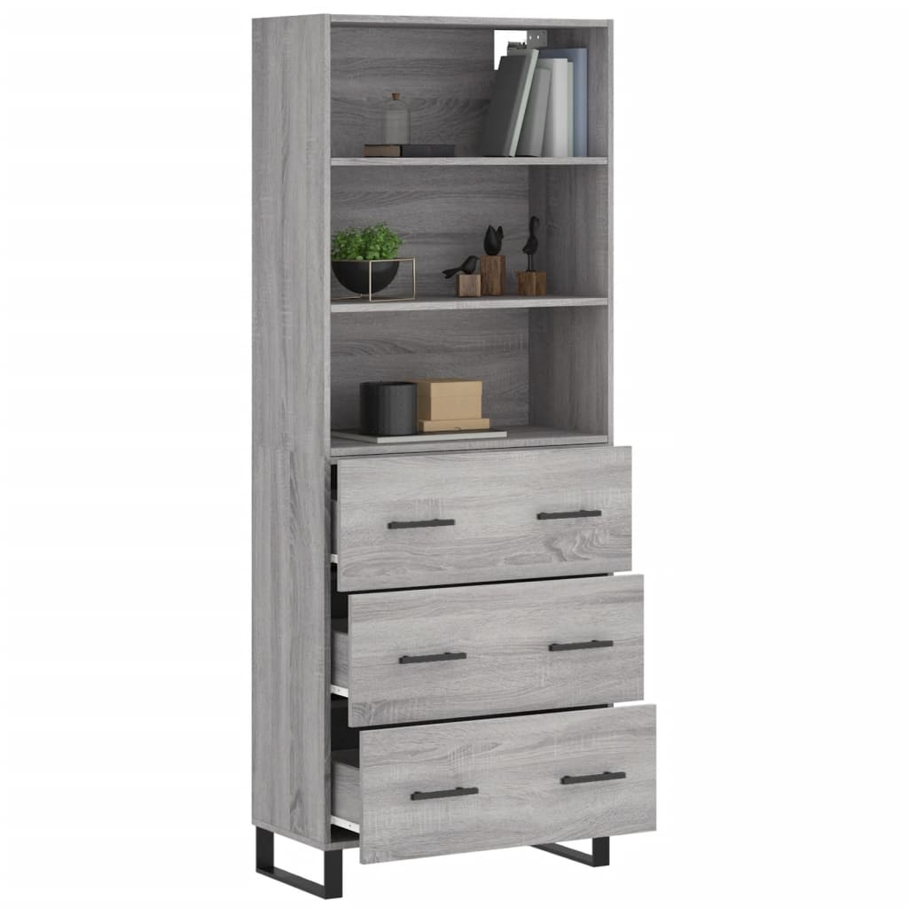 vidaXL Aparador alto madera contrachapada gris sonoma 69,5x34x180 cm