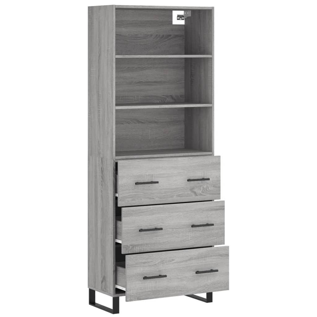 vidaXL Aparador alto madera contrachapada gris sonoma 69,5x34x180 cm