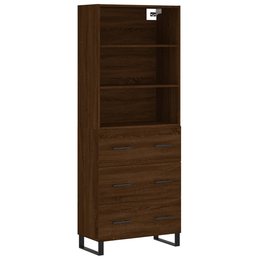 vidaXL Aparador alto madera contrachapada marrón roble 69,5x34x180 cm