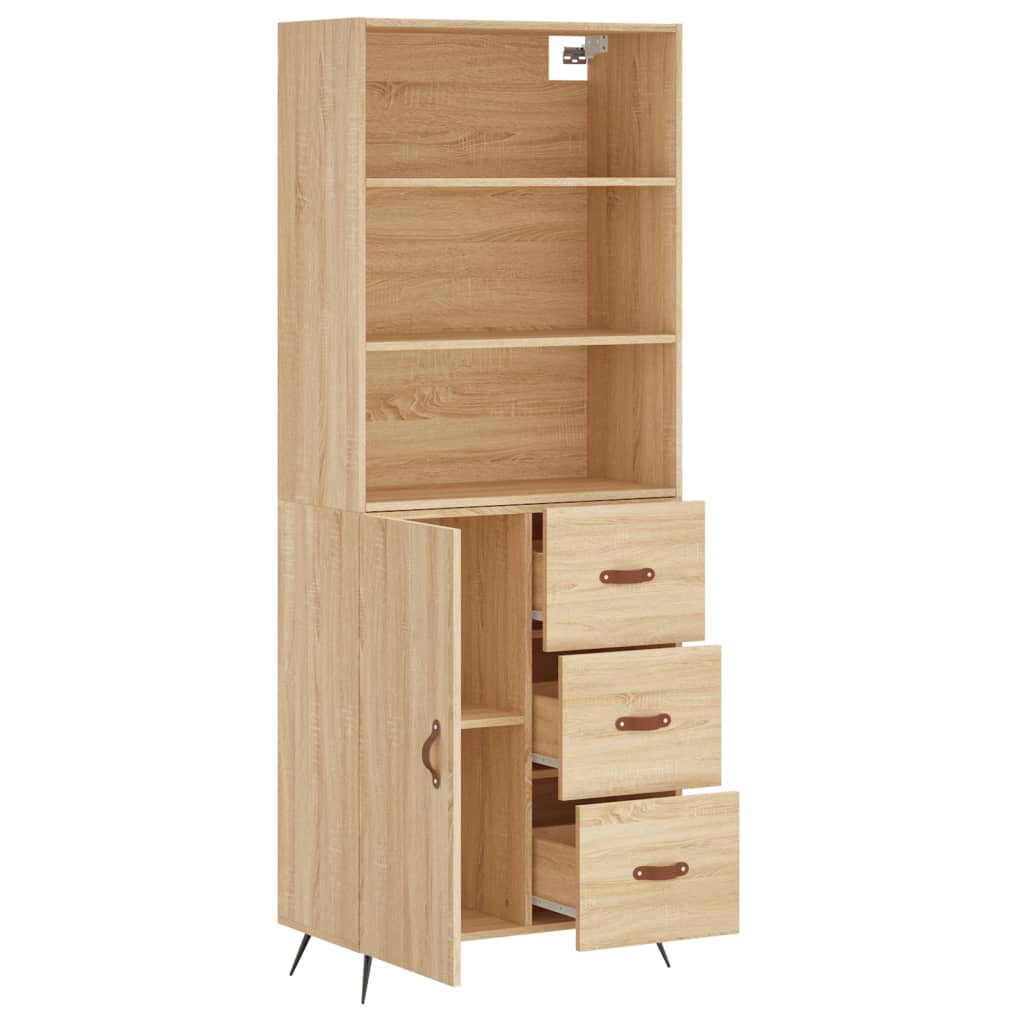 vidaXL Aparador alto madera contrachapada color roble 69,5x34x180 cm