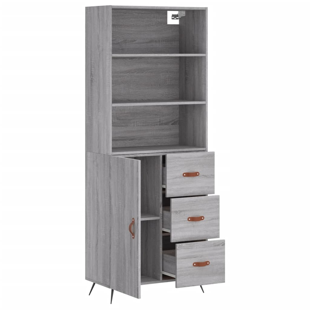 vidaXL Aparador alto madera contrachapada gris sonoma 69,5x34x180 cm