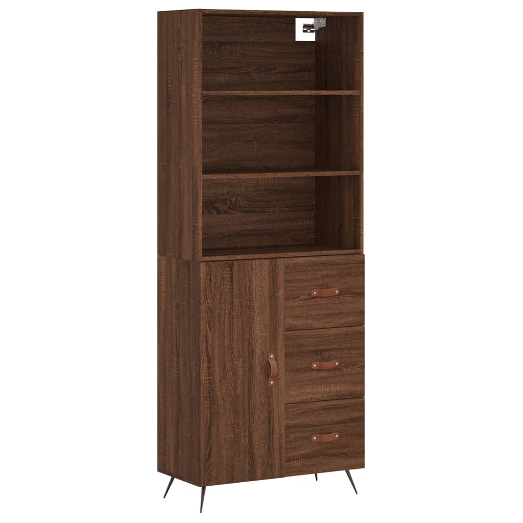 vidaXL Aparador alto madera contrachapada marrón roble 69,5x34x180 cm