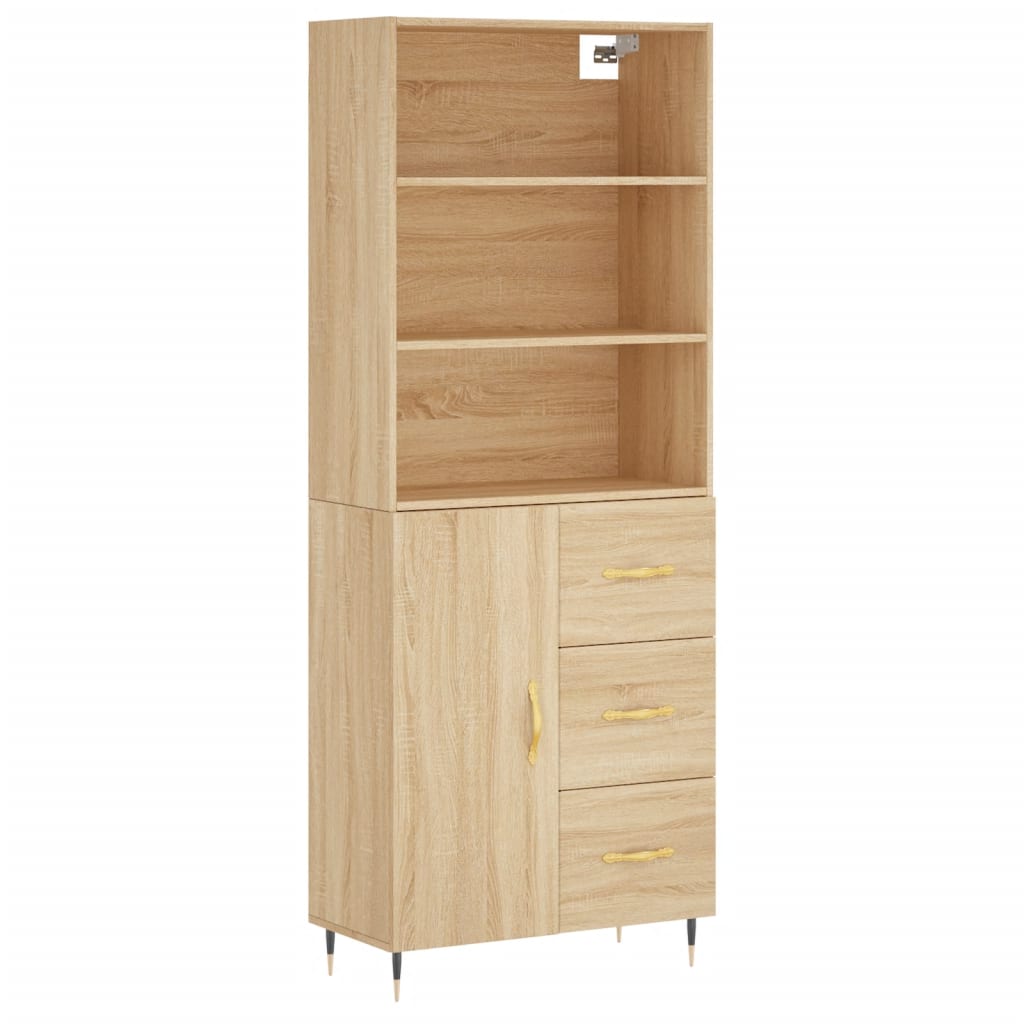 vidaXL Aparador alto madera contrachapada color roble 69,5x34x180 cm