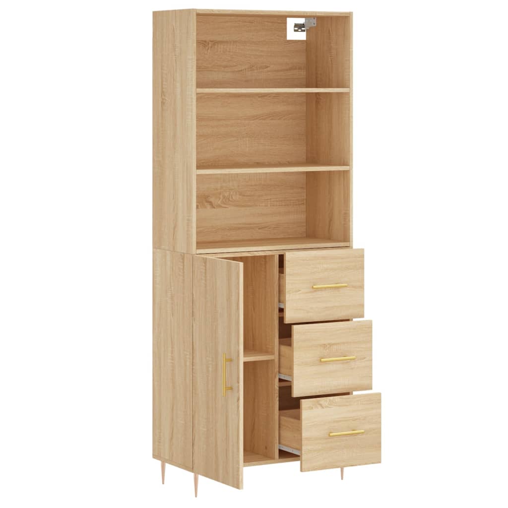 vidaXL Aparador alto madera contrachapada color roble 69,5x34x180 cm