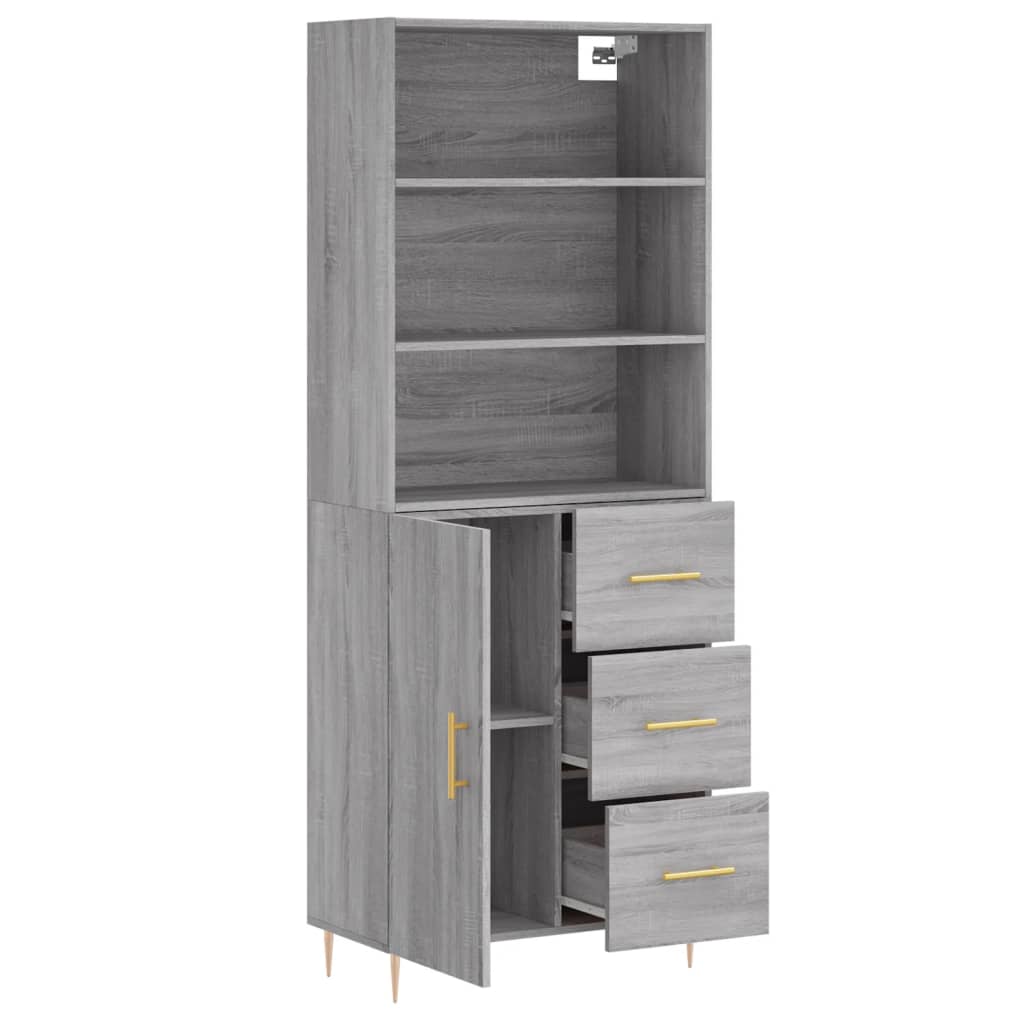 vidaXL Aparador alto madera contrachapada gris sonoma 69,5x34x180 cm