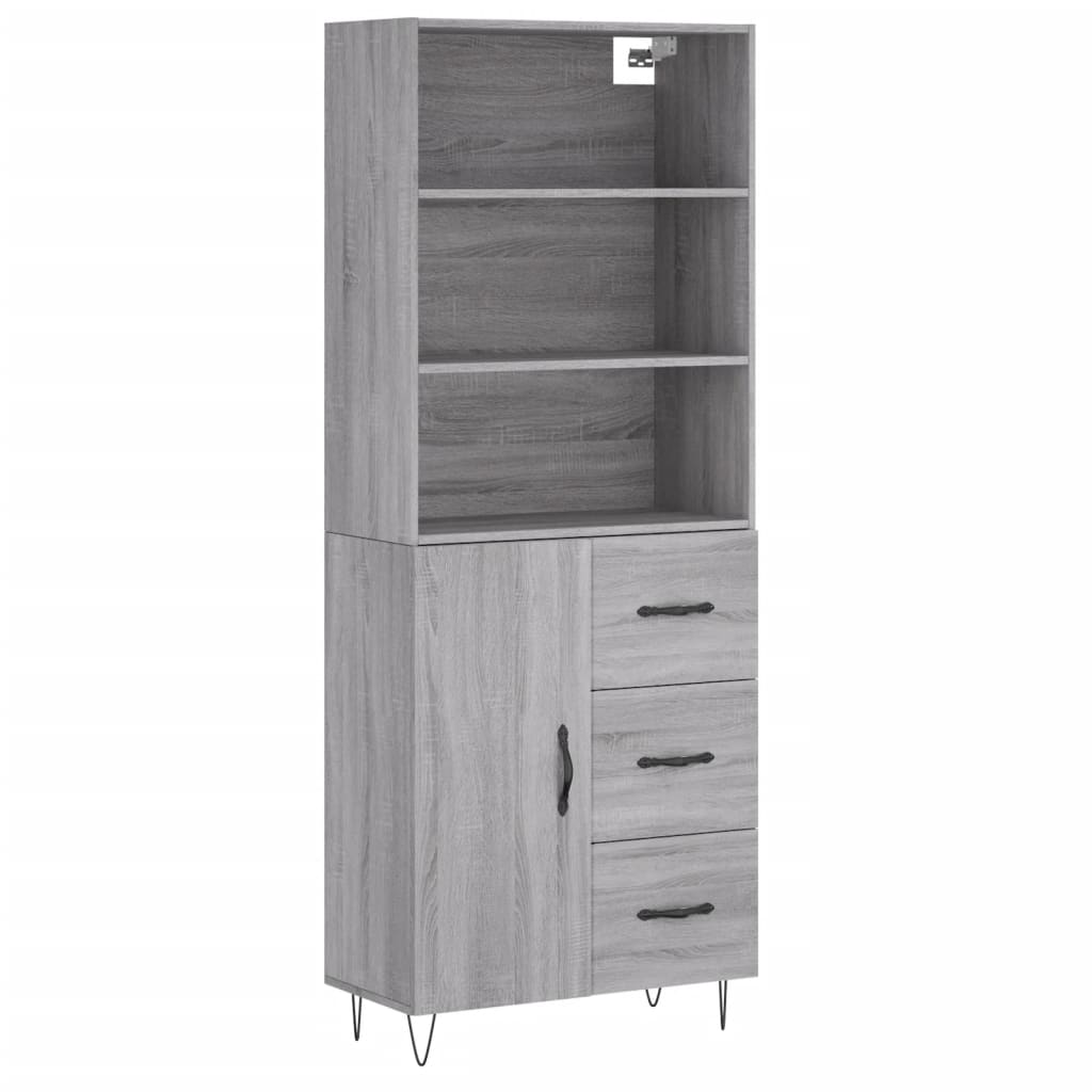 vidaXL Aparador alto madera contrachapada gris sonoma 69,5x34x180 cm