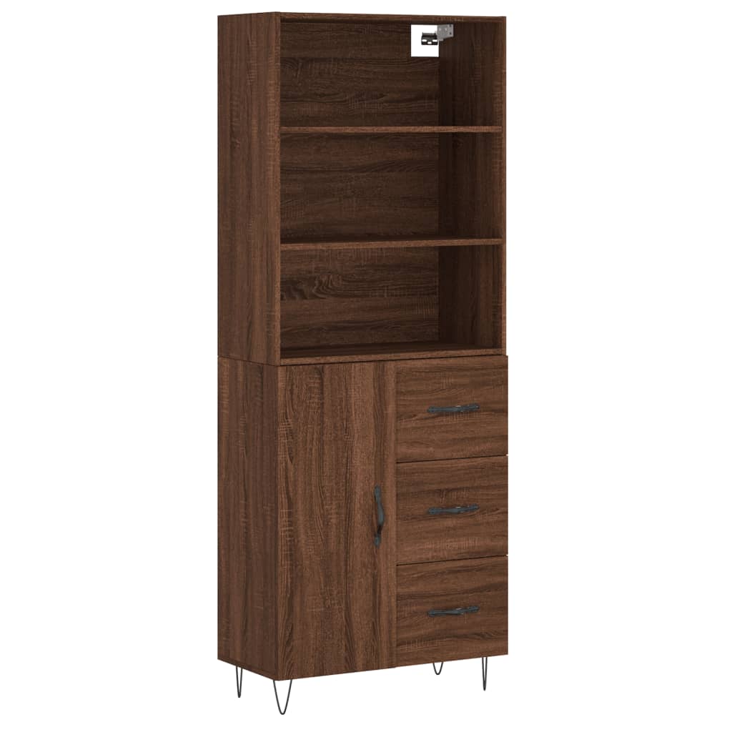 vidaXL Aparador alto madera contrachapada marrón roble 69,5x34x180 cm