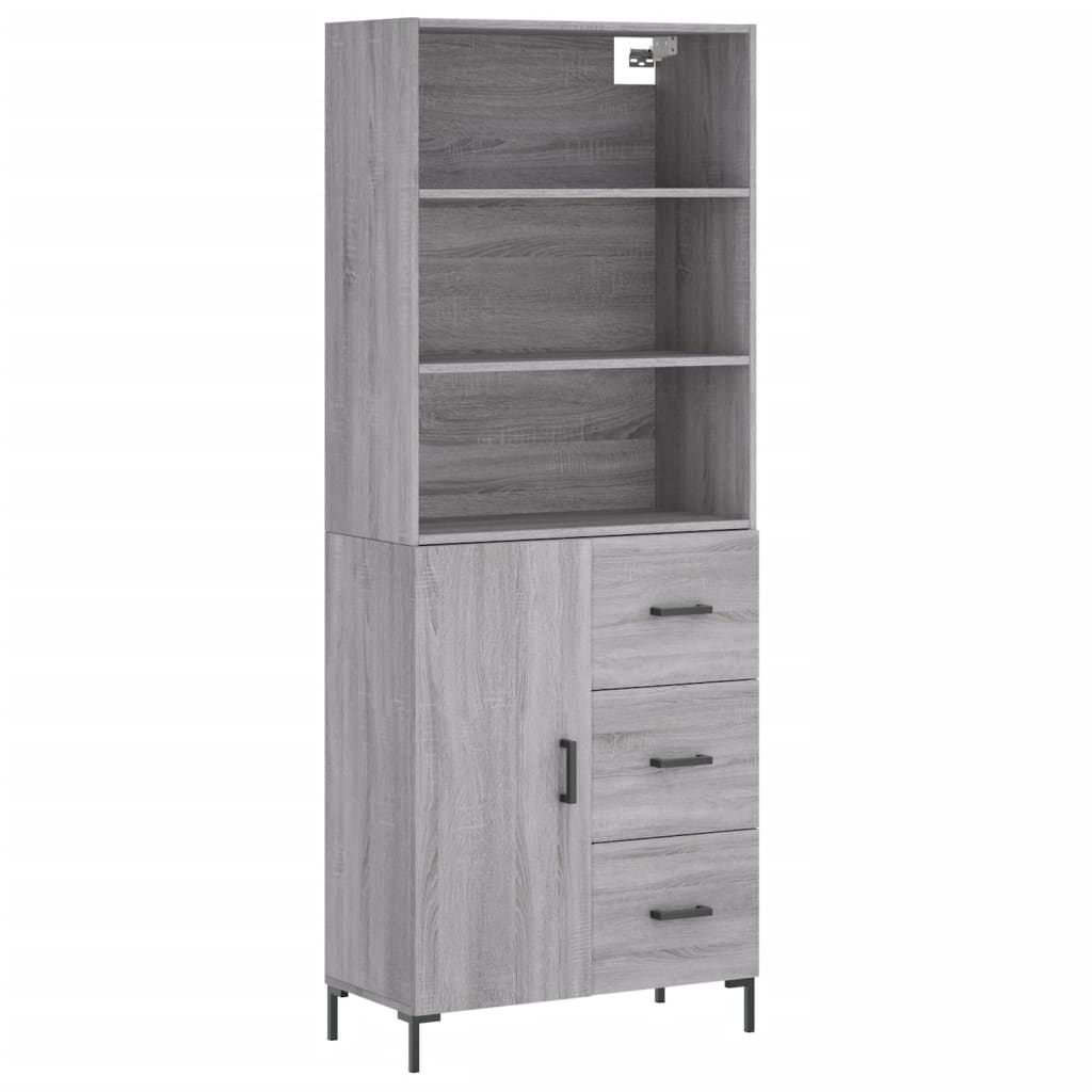 vidaXL Aparador alto madera contrachapada gris sonoma 69,5x34x180 cm