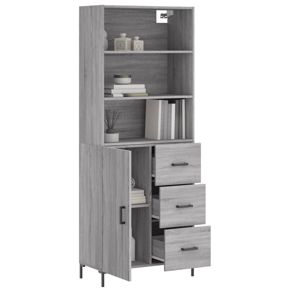 vidaXL Aparador alto madera contrachapada gris sonoma 69,5x34x180 cm