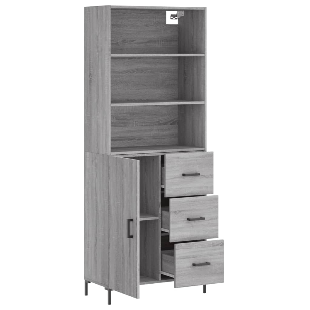 vidaXL Aparador alto madera contrachapada gris sonoma 69,5x34x180 cm