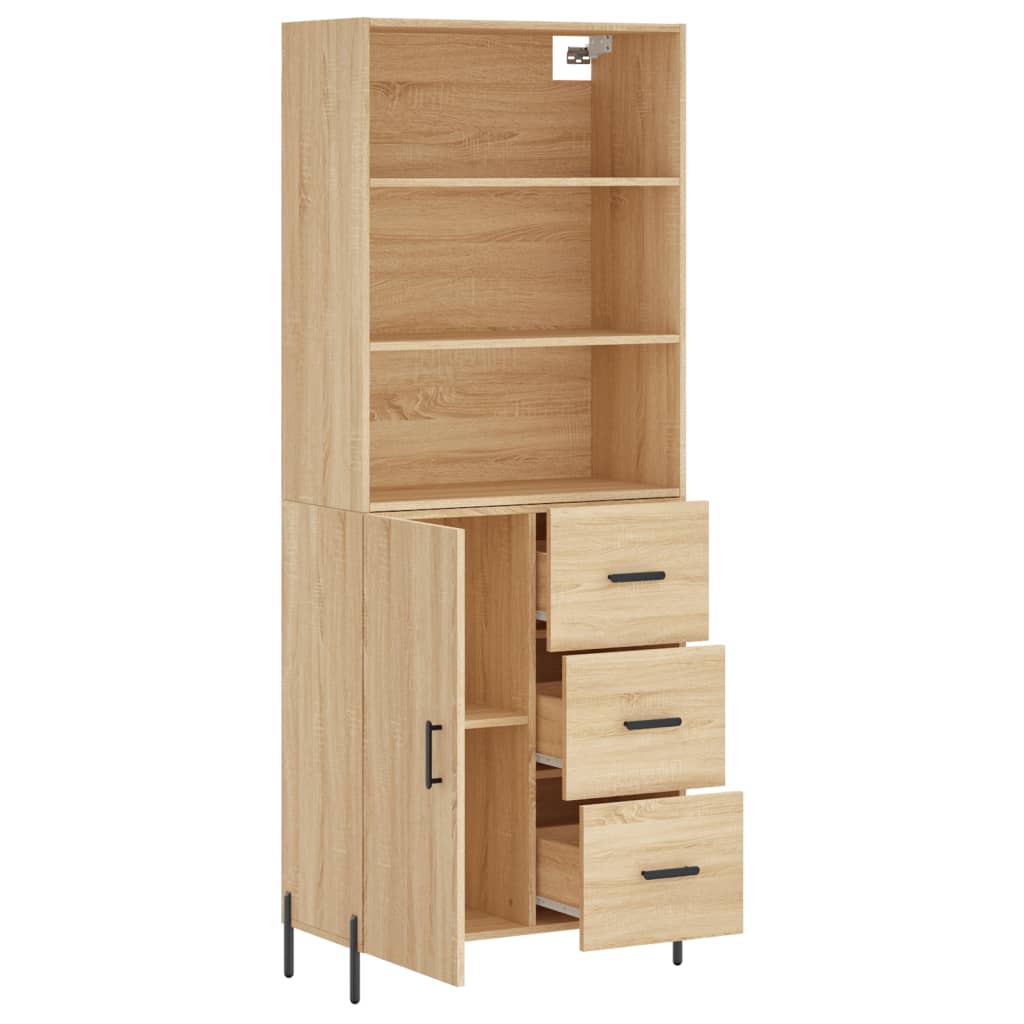 vidaXL Aparador alto madera contrachapada color roble 69,5x34x180 cm