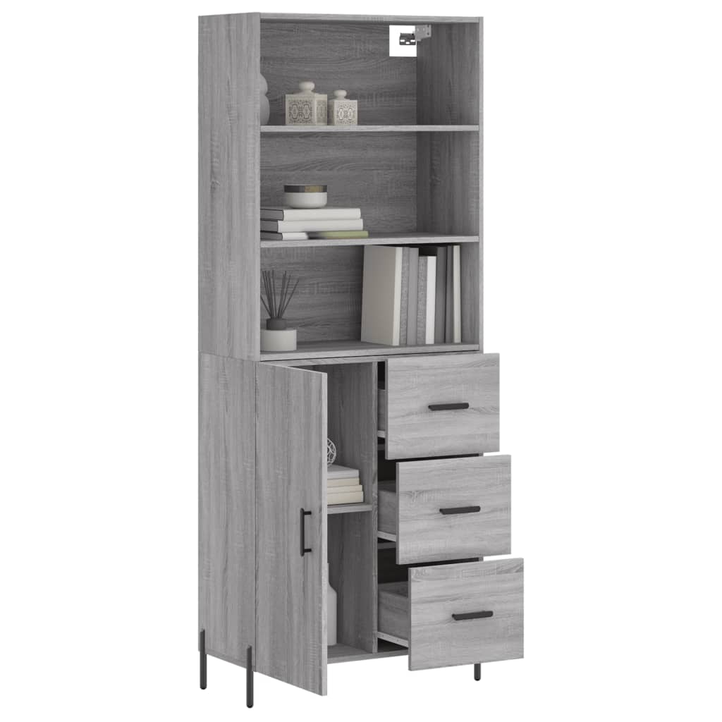 vidaXL Aparador alto madera contrachapada gris sonoma 69,5x34x180 cm