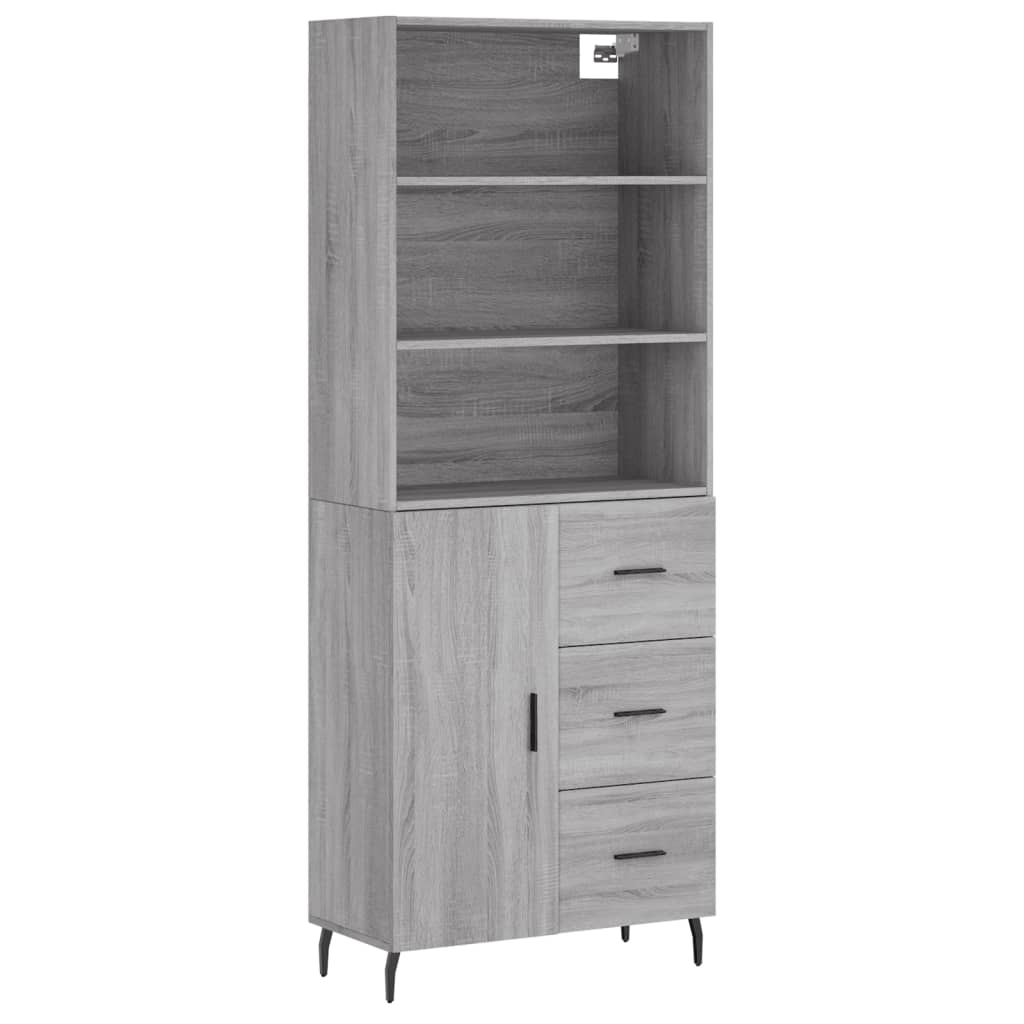 vidaXL Aparador alto madera contrachapada gris sonoma 69,5x34x180 cm