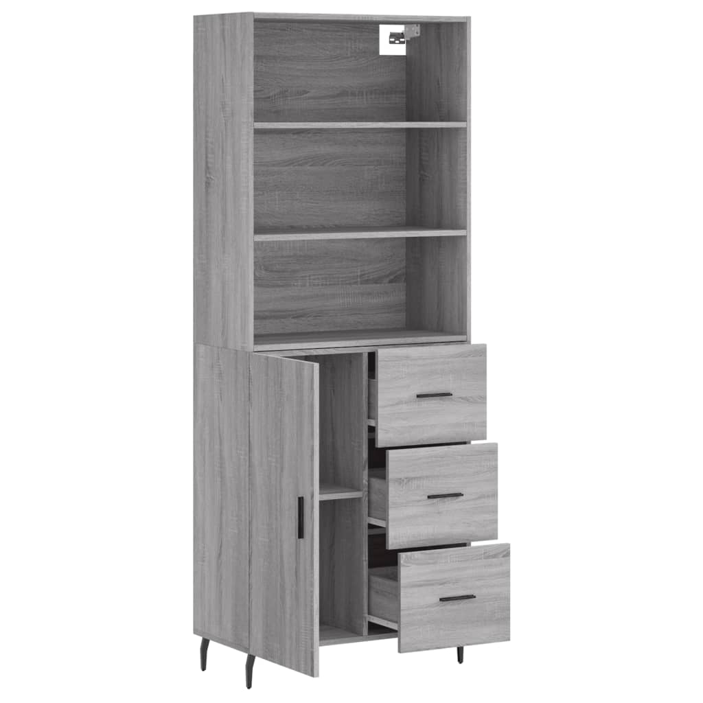 vidaXL Aparador alto madera contrachapada gris sonoma 69,5x34x180 cm