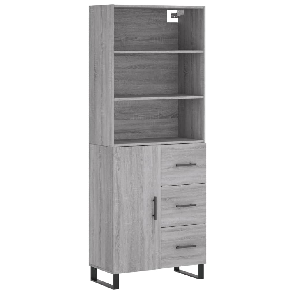 vidaXL Aparador alto madera contrachapada gris sonoma 69,5x34x180 cm