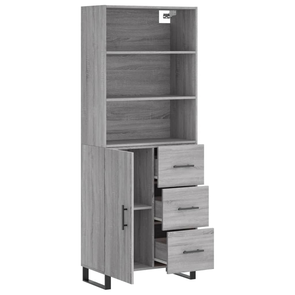 vidaXL Aparador alto madera contrachapada gris sonoma 69,5x34x180 cm