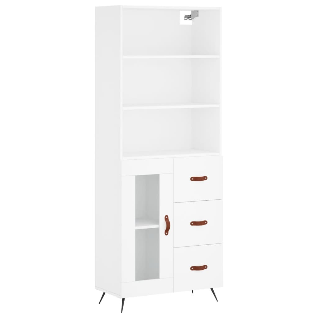 vidaXL Aparador alto madera contrachapada blanco 69,5x34x180 cm