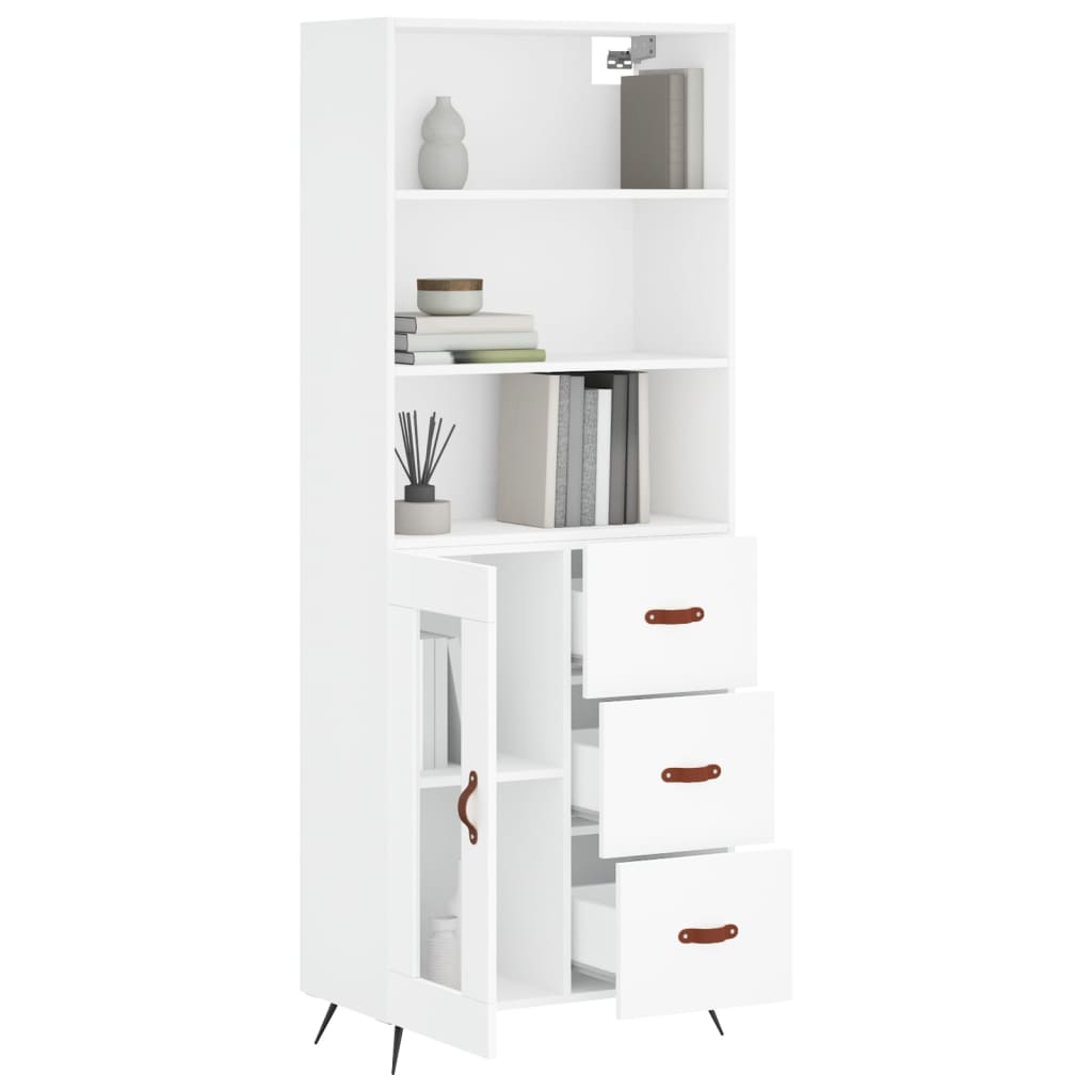 vidaXL Aparador alto madera contrachapada blanco 69,5x34x180 cm