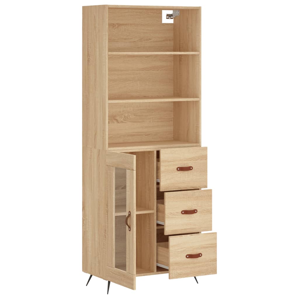 vidaXL Aparador alto madera contrachapada color roble 69,5x34x180 cm