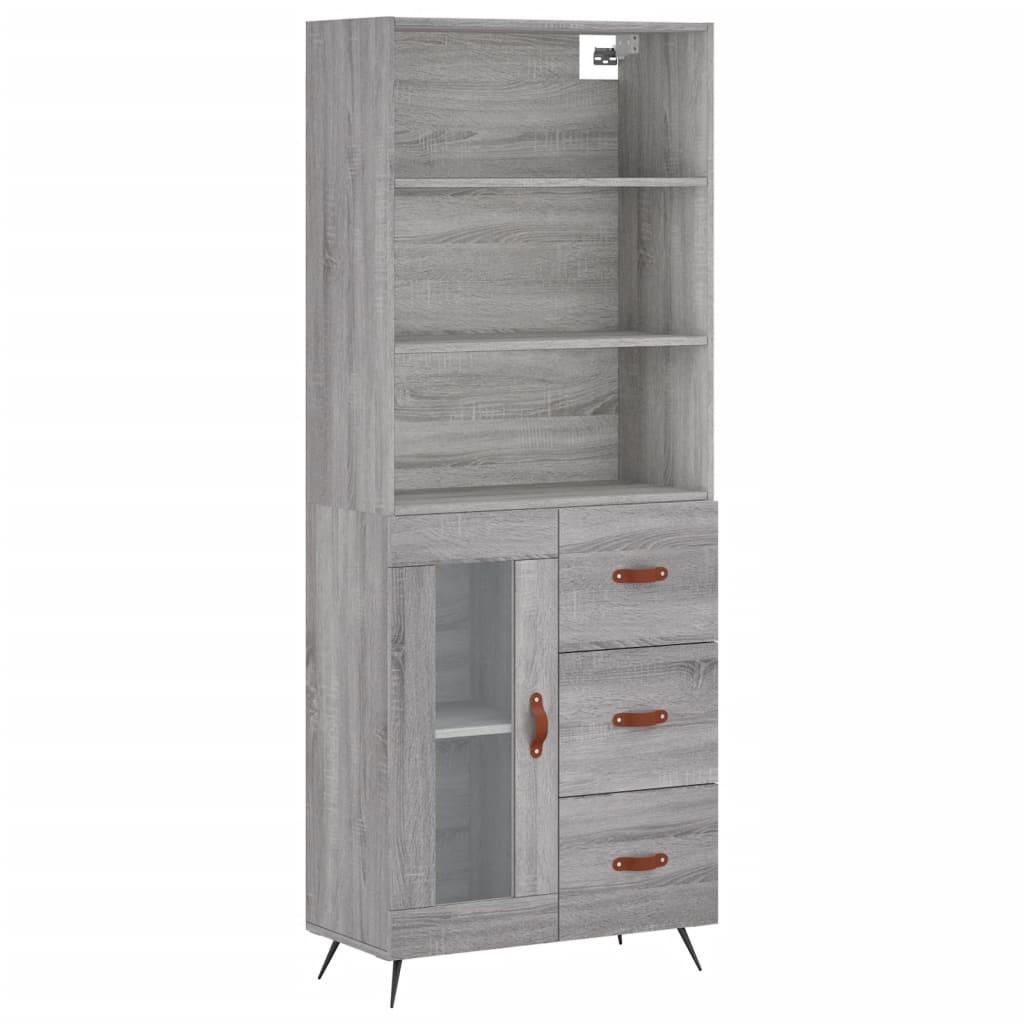 vidaXL Aparador alto madera contrachapada gris sonoma 69,5x34x180 cm