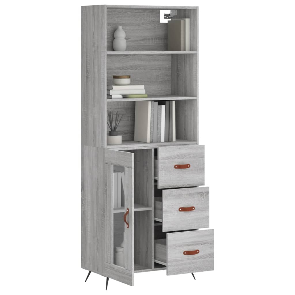 vidaXL Aparador alto madera contrachapada gris sonoma 69,5x34x180 cm