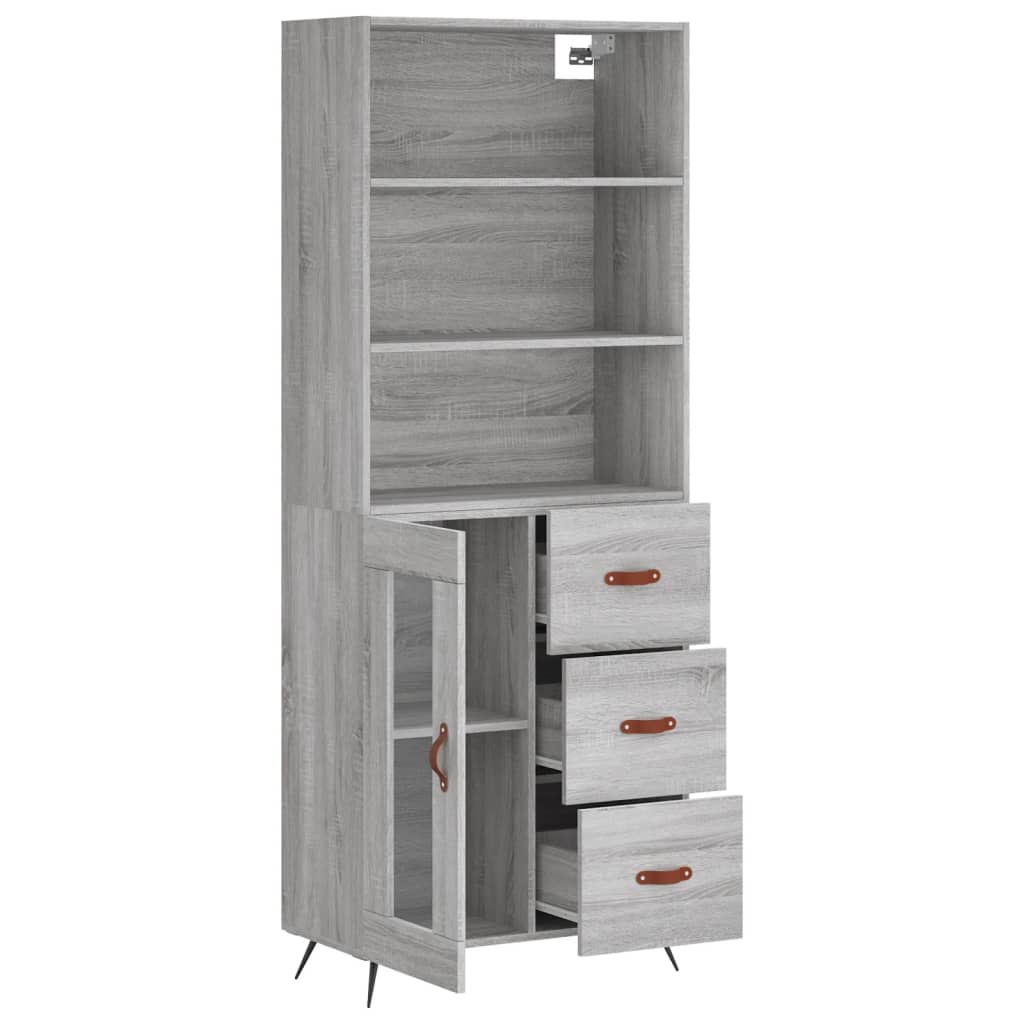 vidaXL Aparador alto madera contrachapada gris sonoma 69,5x34x180 cm