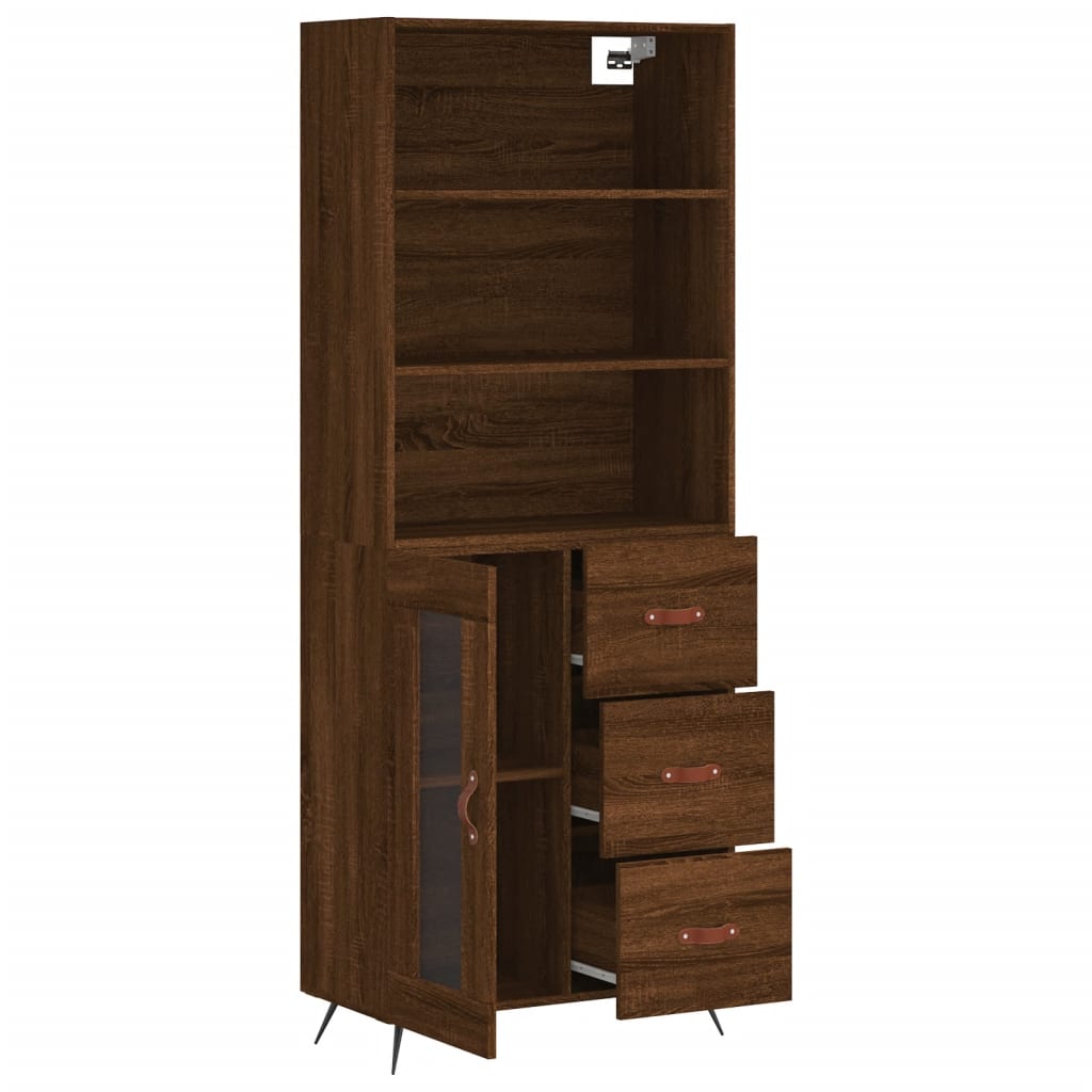 vidaXL Aparador alto madera contrachapada marrón roble 69,5x34x180 cm