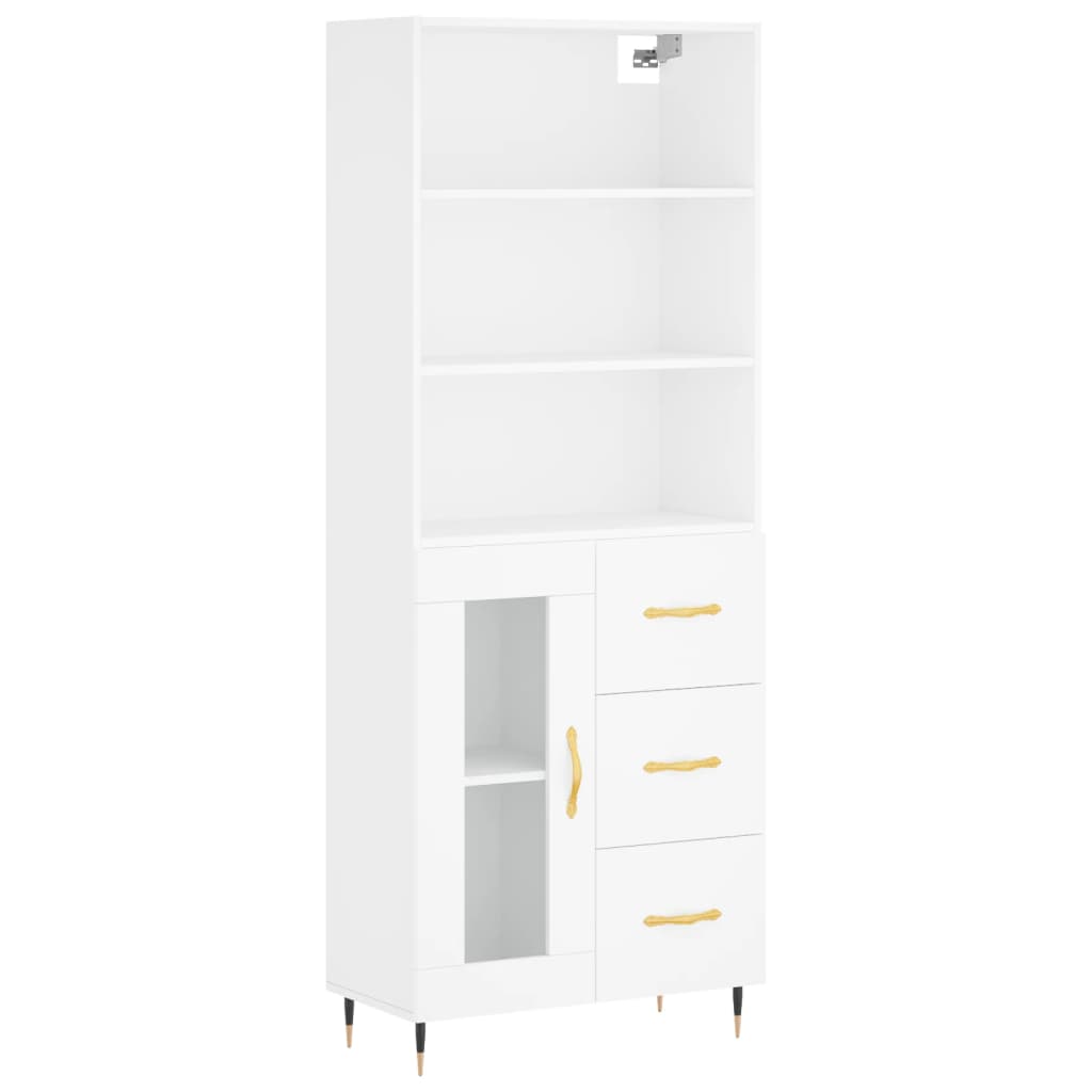 vidaXL Aparador alto madera contrachapada blanco 69,5x34x180 cm