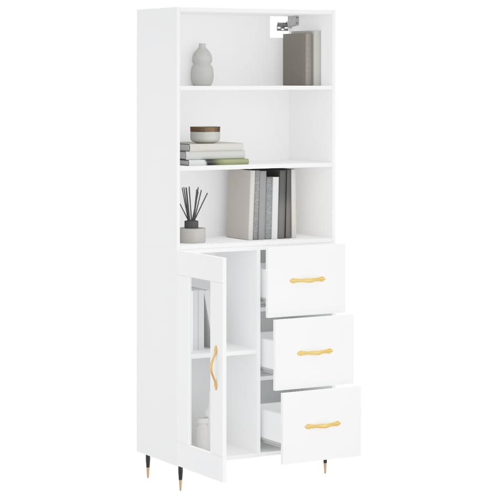 vidaXL Aparador alto madera contrachapada blanco 69,5x34x180 cm