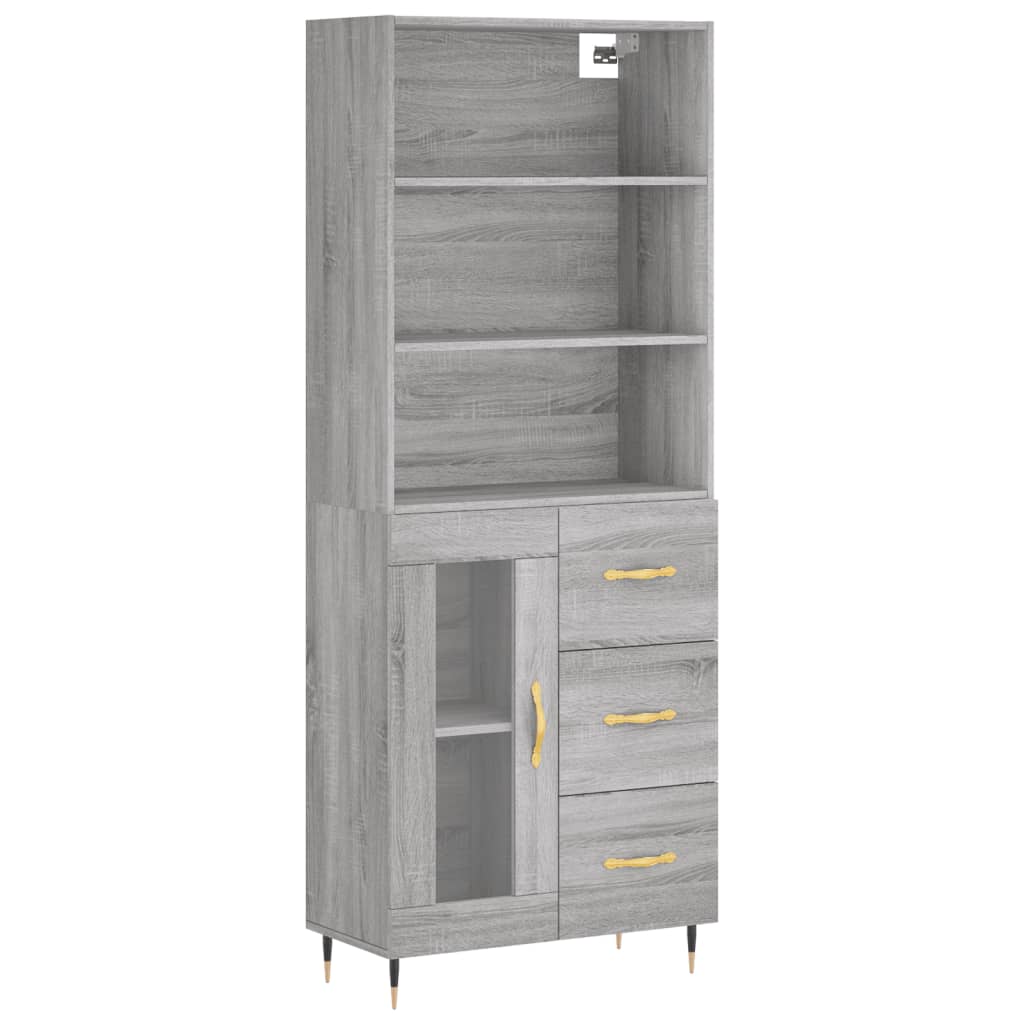 vidaXL Aparador alto madera contrachapada gris sonoma 69,5x34x180 cm