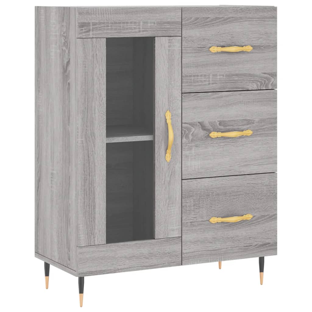 vidaXL Aparador alto madera contrachapada gris sonoma 69,5x34x180 cm