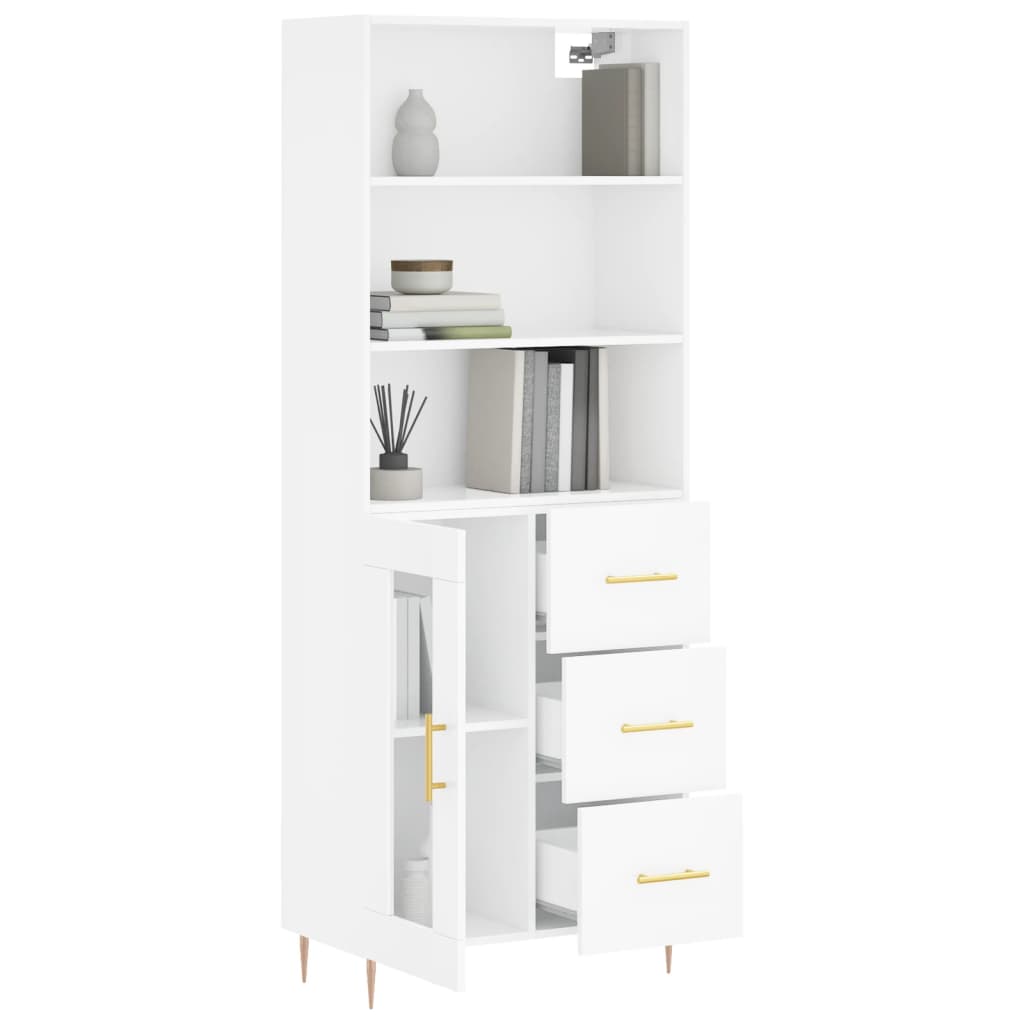 vidaXL Aparador alto madera contrachapada blanco 69,5x34x180 cm