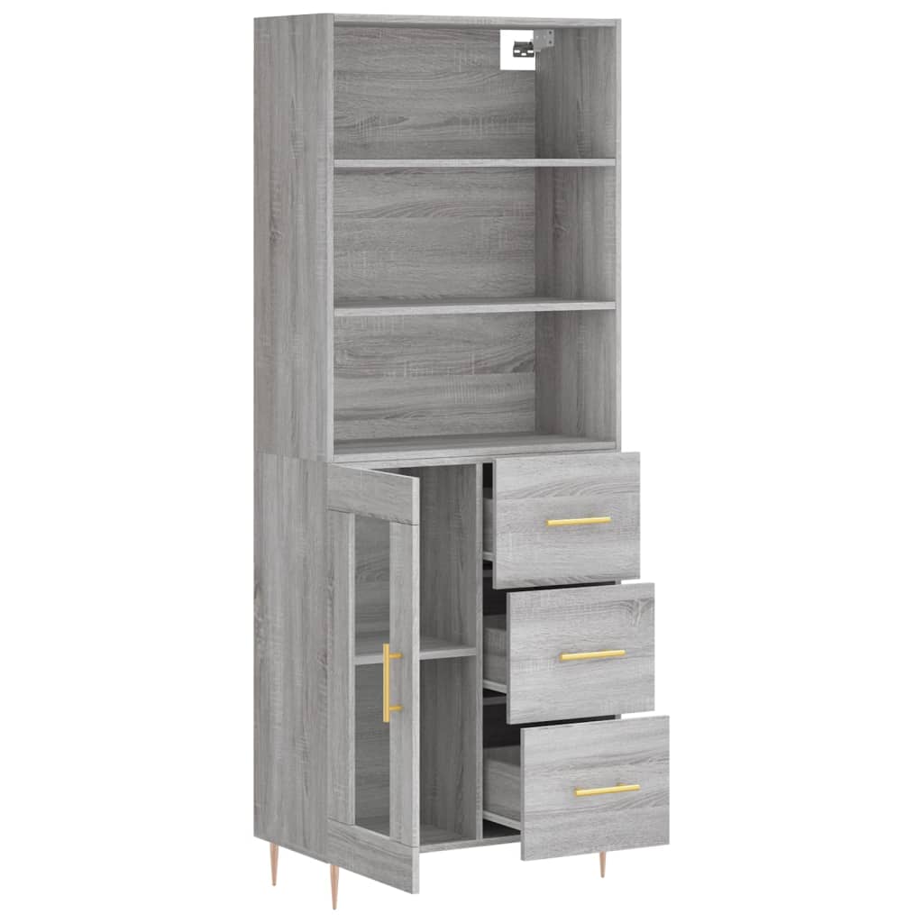 vidaXL Aparador alto madera contrachapada gris sonoma 69,5x34x180 cm