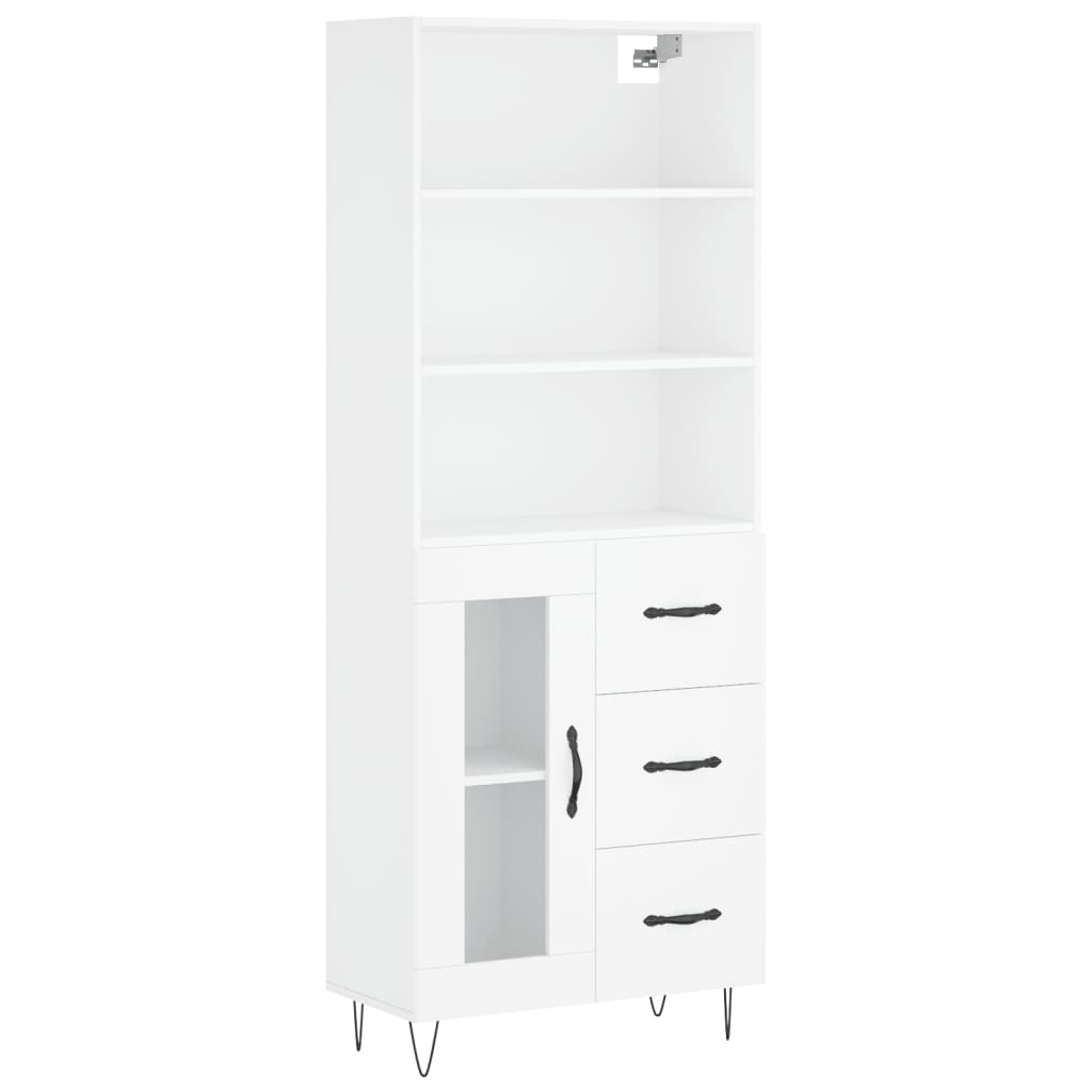 vidaXL Aparador alto madera contrachapada blanco 69,5x34x180 cm