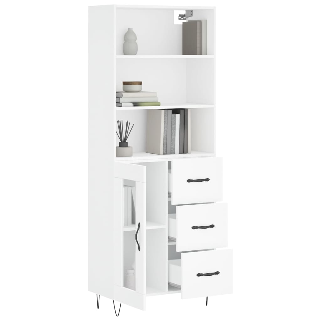 vidaXL Aparador alto madera contrachapada blanco 69,5x34x180 cm