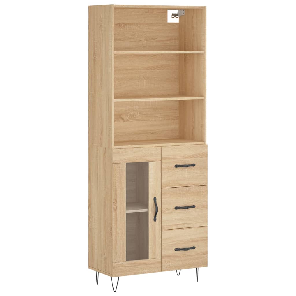 vidaXL Aparador alto madera contrachapada color roble 69,5x34x180 cm