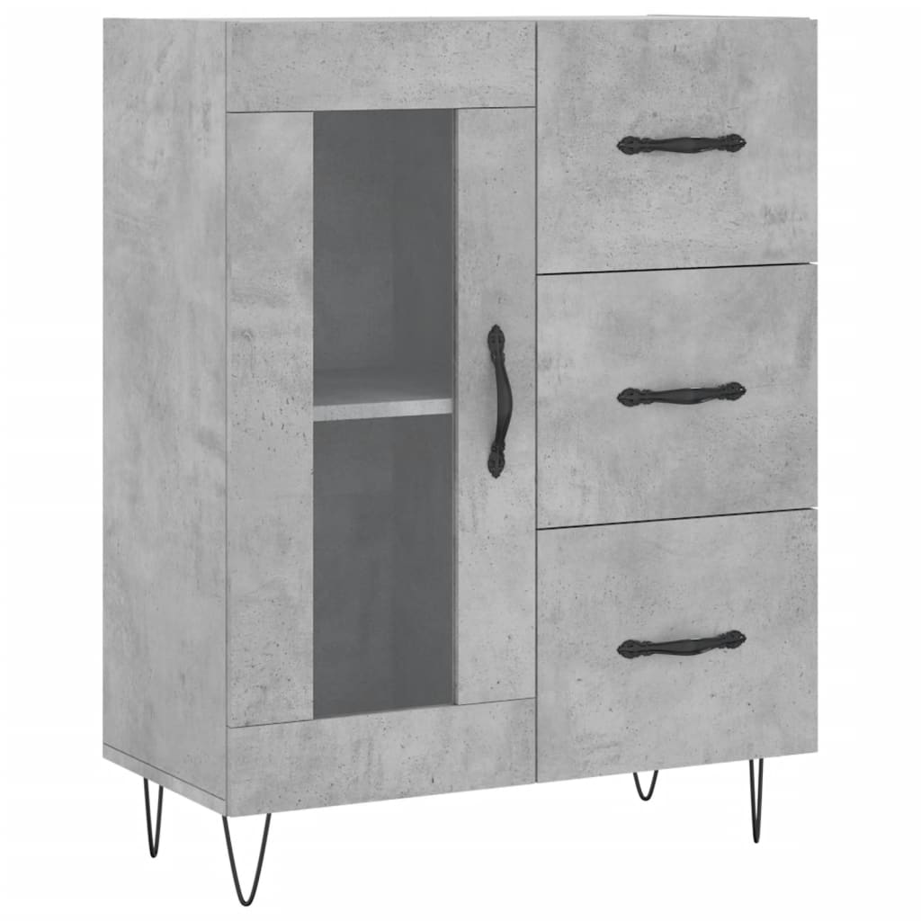 vidaXL Aparador alto madera contrachapada gris hormigón 69,5x34x180 cm