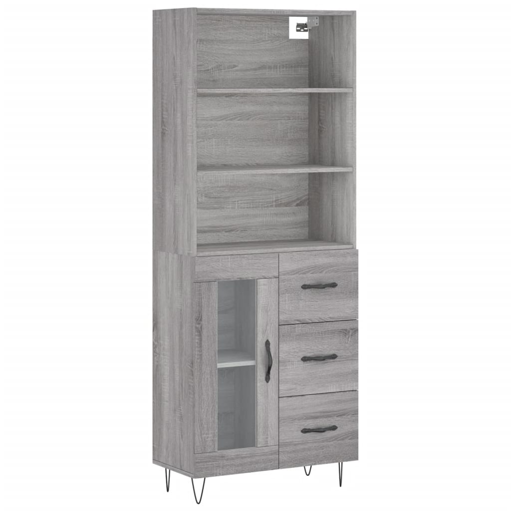 vidaXL Aparador alto madera contrachapada gris sonoma 69,5x34x180 cm