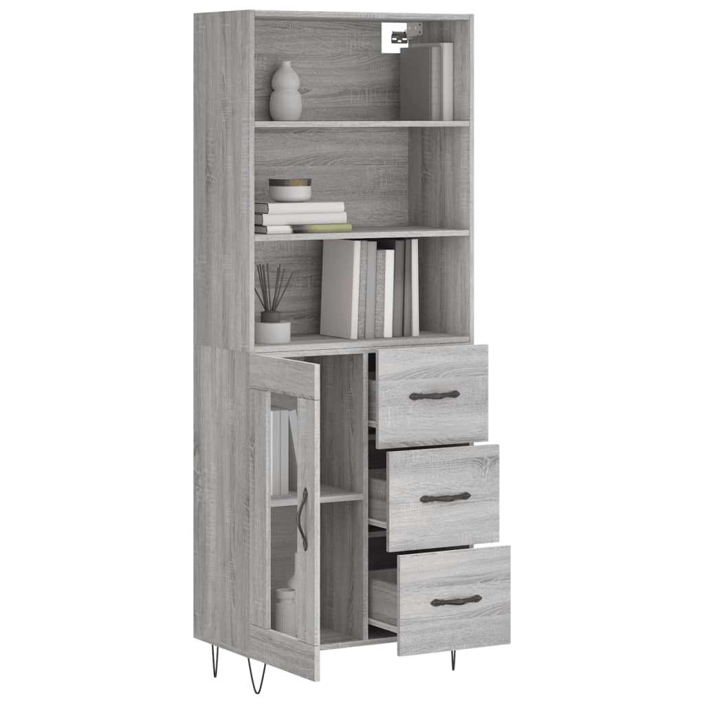 vidaXL Aparador alto madera contrachapada gris sonoma 69,5x34x180 cm