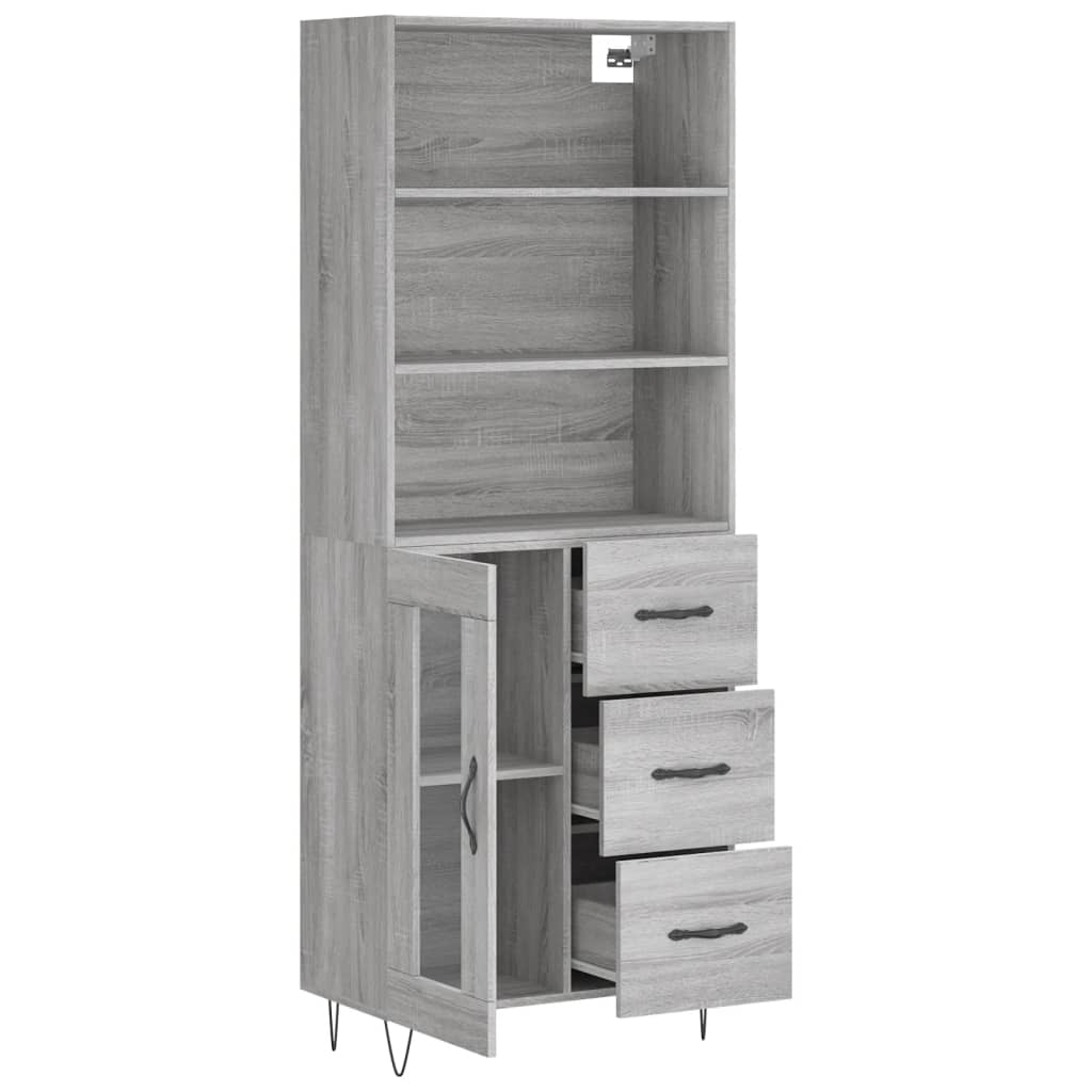 vidaXL Aparador alto madera contrachapada gris sonoma 69,5x34x180 cm