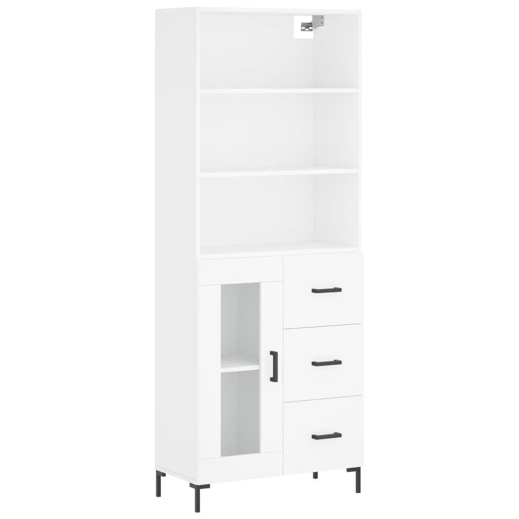 vidaXL Aparador alto madera contrachapada blanco 69,5x34x180 cm