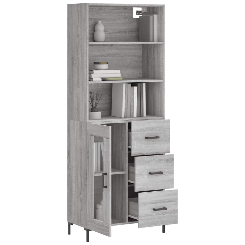 vidaXL Aparador alto madera contrachapada gris sonoma 69,5x34x180 cm