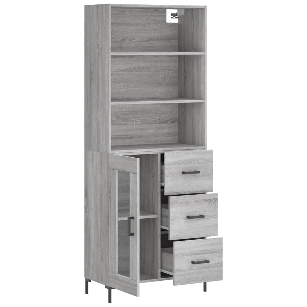 vidaXL Aparador alto madera contrachapada gris sonoma 69,5x34x180 cm