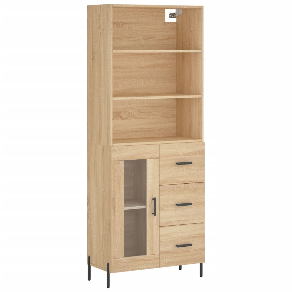 vidaXL Aparador alto madera contrachapada color roble 69,5x34x180 cm