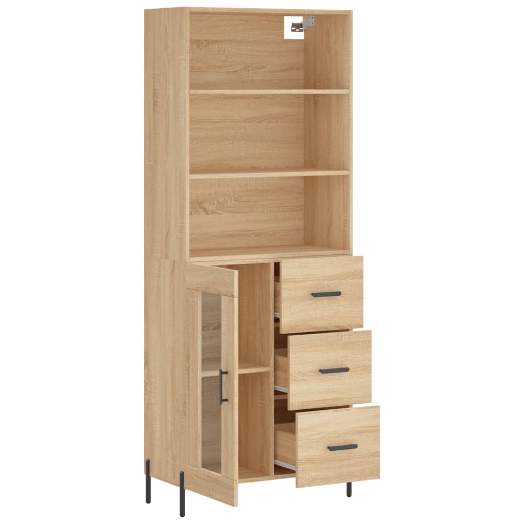 vidaXL Aparador alto madera contrachapada color roble 69,5x34x180 cm