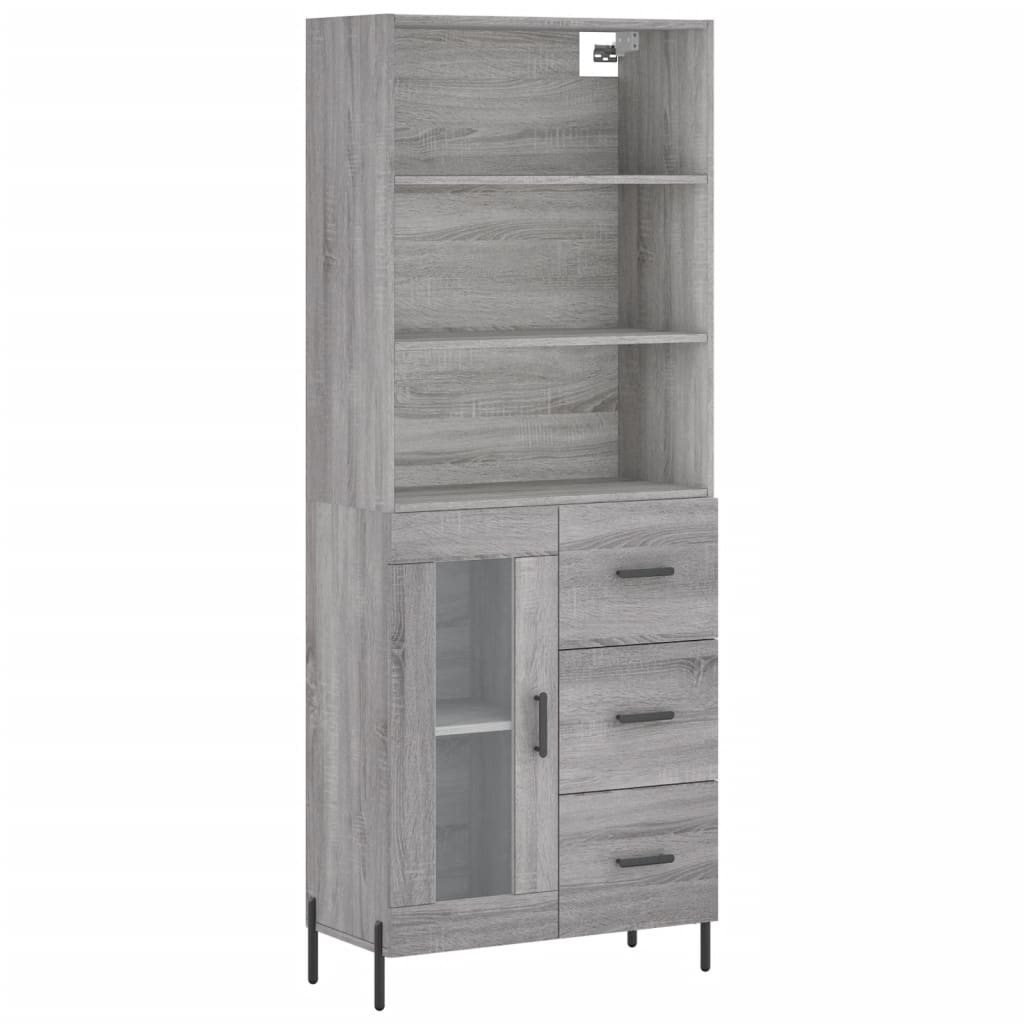 vidaXL Aparador alto madera contrachapada gris sonoma 69,5x34x180 cm