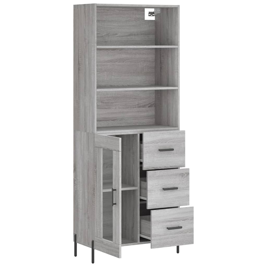 vidaXL Aparador alto madera contrachapada gris sonoma 69,5x34x180 cm