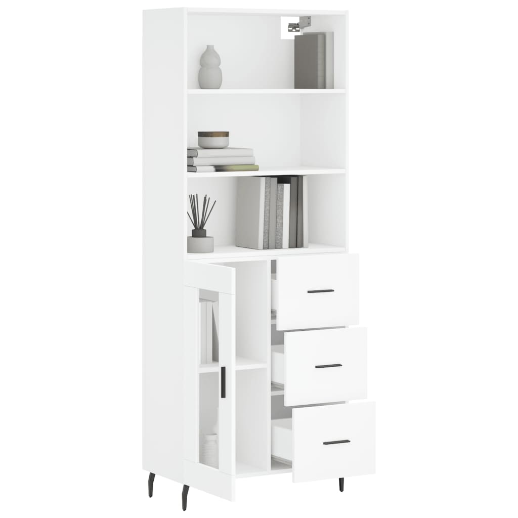 vidaXL Aparador alto madera contrachapada blanco 69,5x34x180 cm