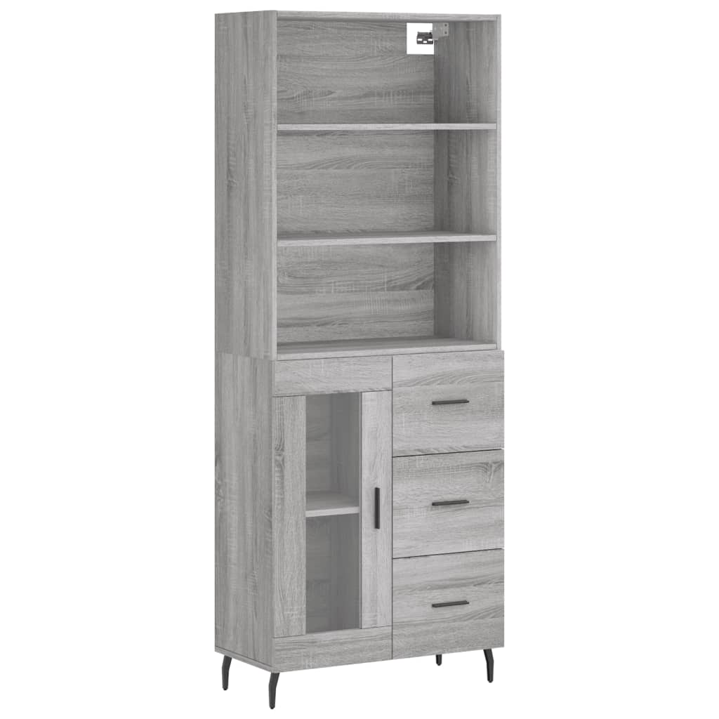 vidaXL Aparador alto madera contrachapada gris sonoma 69,5x34x180 cm